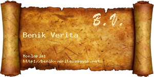 Benik Verita névjegykártya